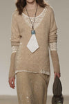 SWAYING 25 Autumn and Winter Floating Line Irregular Alpaca Blended Pullover SW-SW25AW1T15C1S2-YM Oatmeal